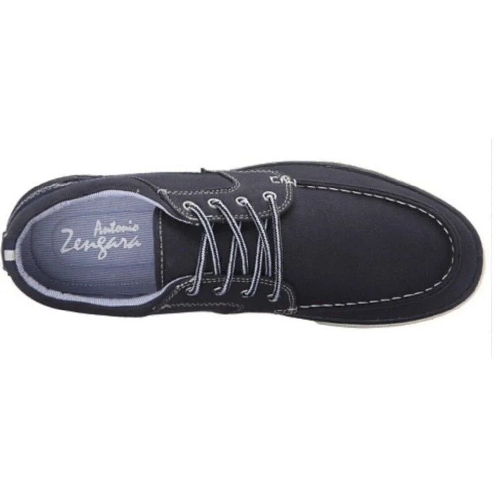 Antonio Zengara Boat Shoes Men's Size 7.5 Moc Toe Slip-ons Oceana Navy Canvas